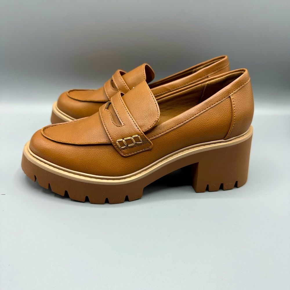 ana DIXEN Chunky Block Heel Oxford Loafers Shoes Women’s Size 6 Tan